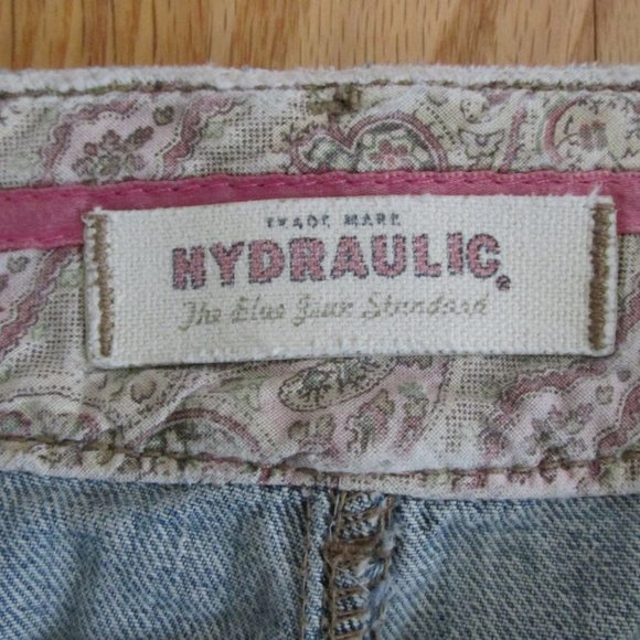 HYDRAULIC WOMEN'S SIZE 9 10 BLUE SLUB DENIM JEAN SKIRT SHORT MINI DISTRESSED - Picture 5 of 7
